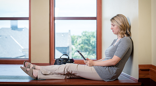 Student using a laptop computer