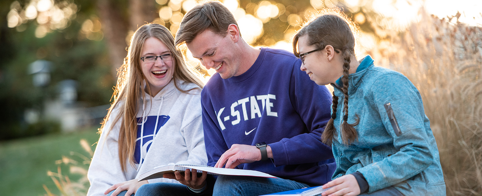 Students laughing outside